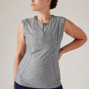 ATHLETA Pacifica Illume UPF Fitted Tank Heather Gray Swim Performance Active Gym